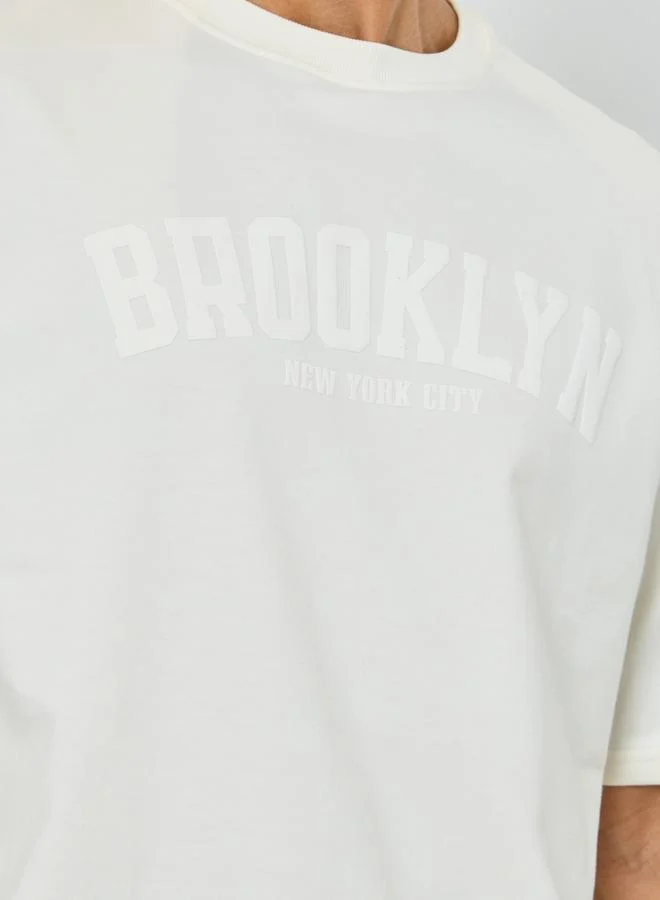 Styli  Men Cream Oversized T-Shirt and Drawstring Pants Co-Ords for Men | Best Price UAE